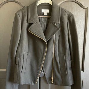 LOFT Black Asymmetrical Zip Jacket - Size 6